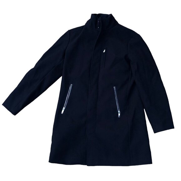 Zara Long Jacket Black With Zipper Large - Picture 1 of 10